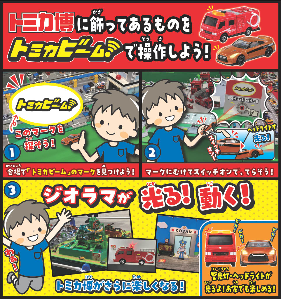 トミカ博に飾ってあるものをトミカビームで操作しよう！